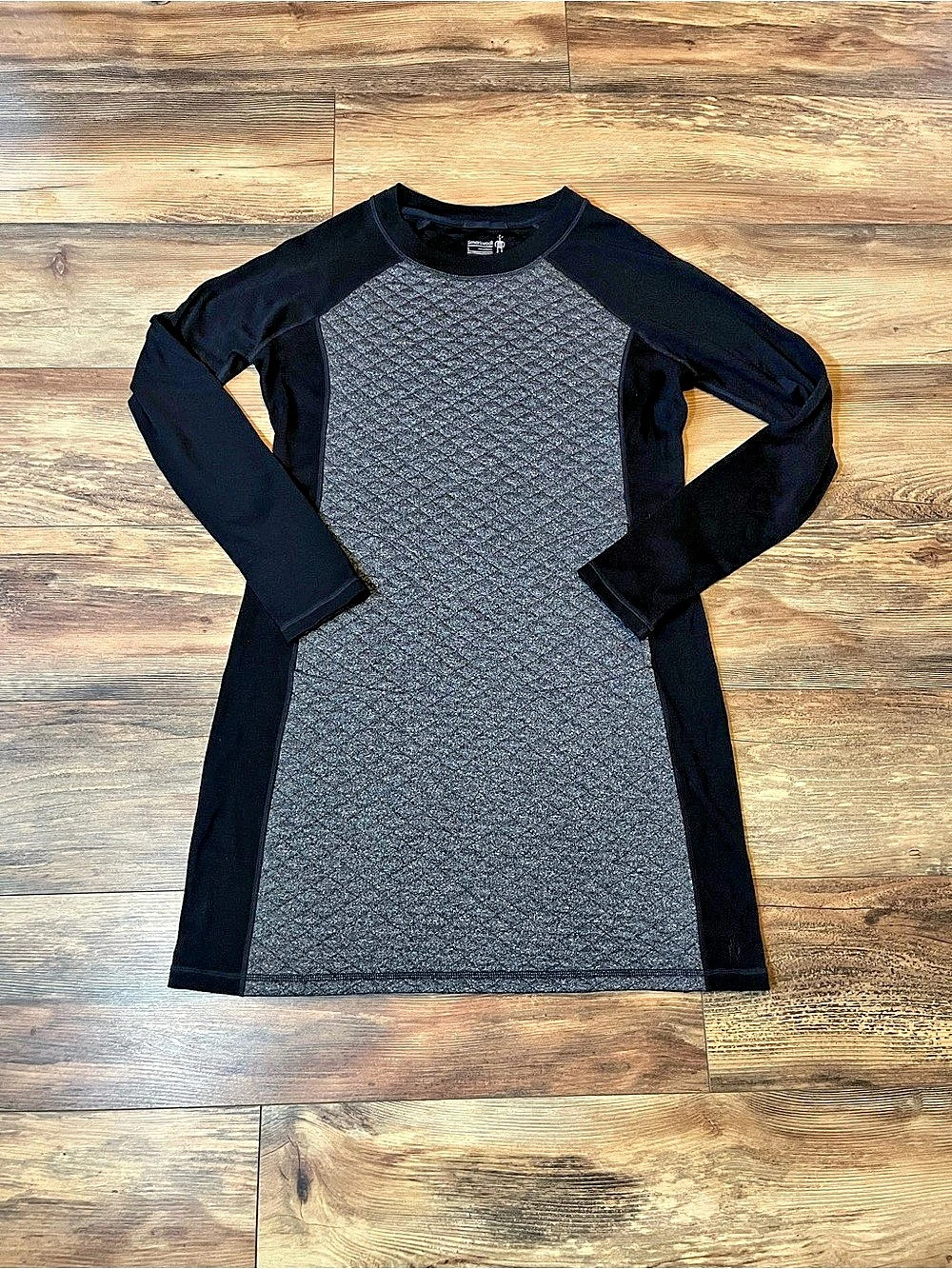 Smartwool Diamond Peak Quilted Dress Black Grey Long Sleeve Merino Wool Large